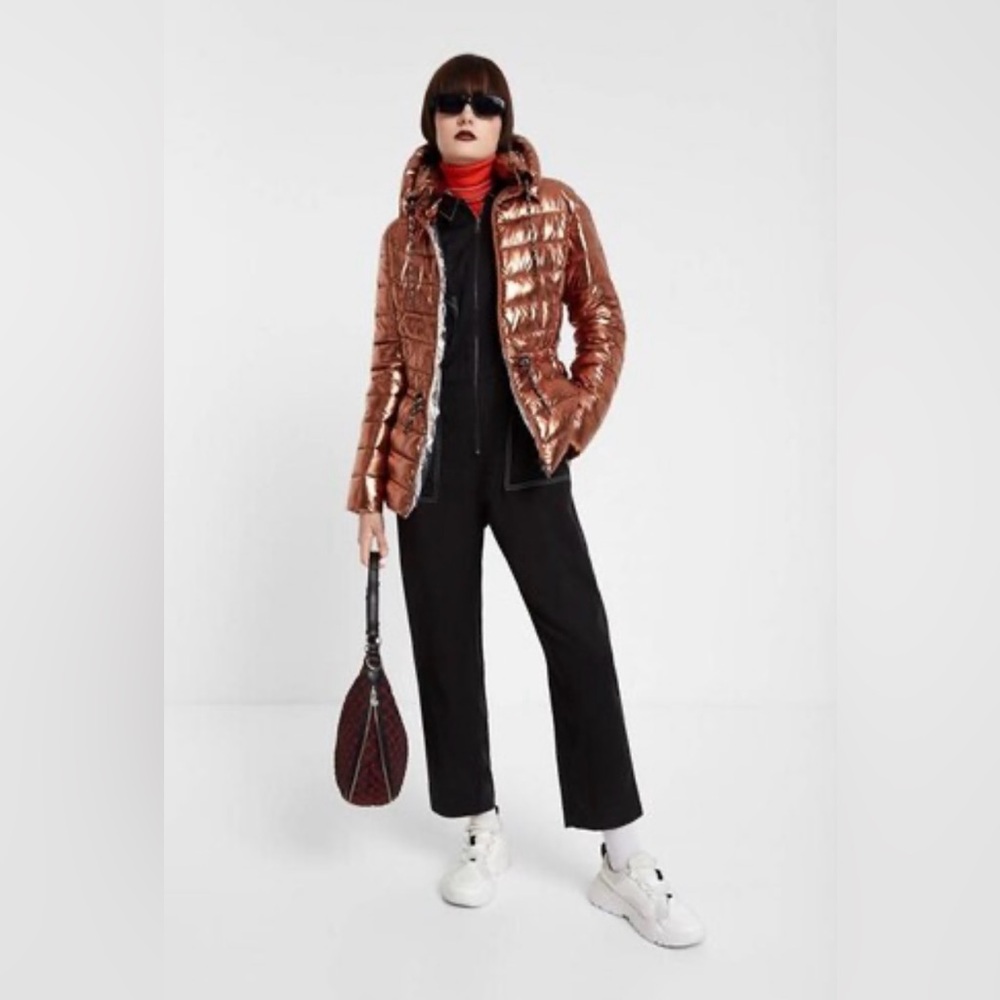 Desigual Copper Metallic Puffer Jacket